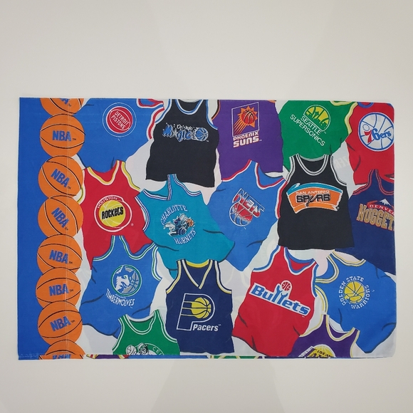 Vintage 90S NBA Logo Team Jersey Graphic Single Pillowcase - Picture 1 of 3